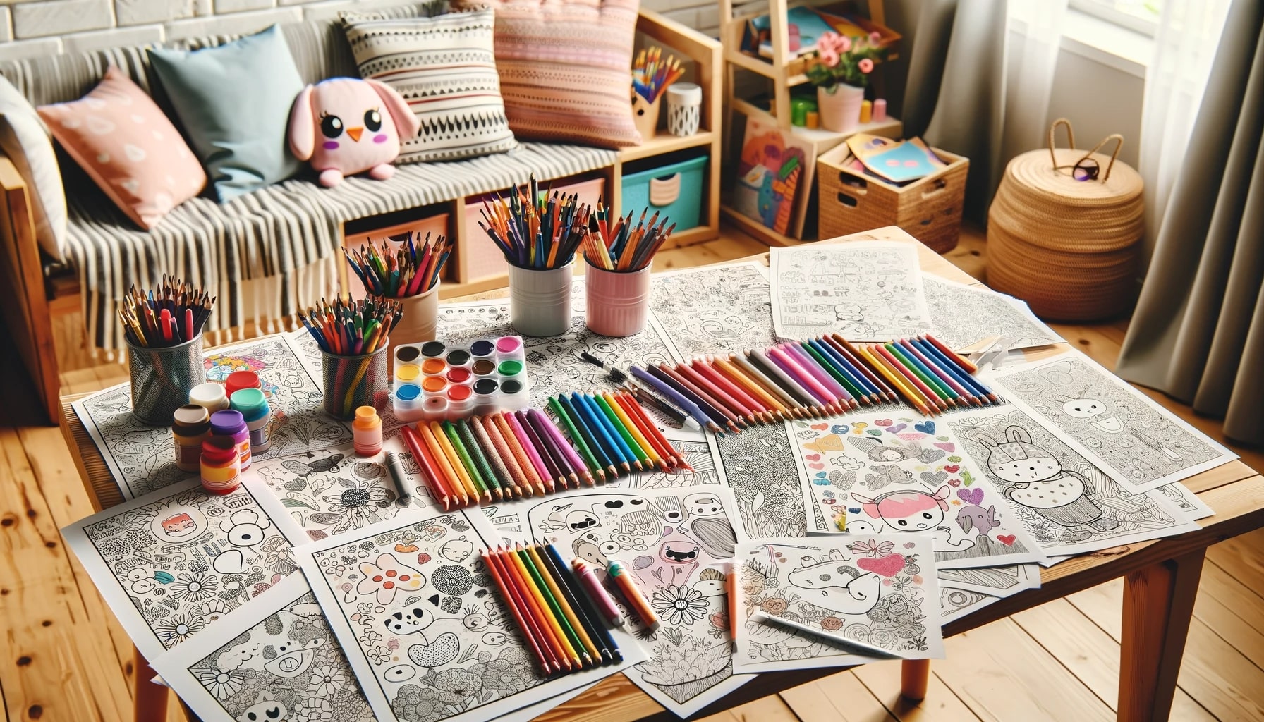 Materials and Setup for Flower Coloring Pages