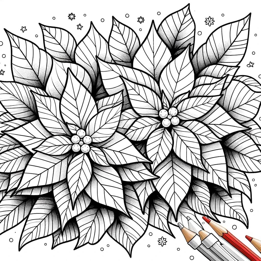 Festive Poinsettia coloring page for kids
